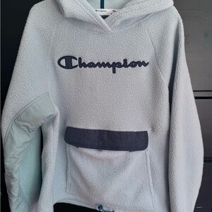 Champion Gray and Blue Pullover Hoodie Sweatshirt